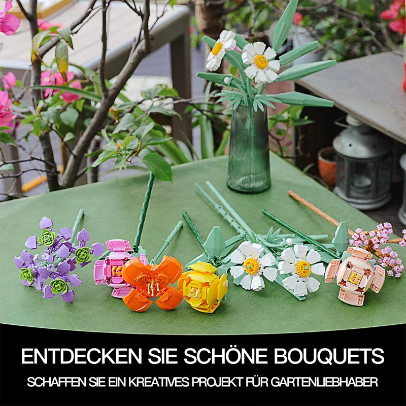 Romantic Bouquet Building Block Diy Artificial Flower Building Bricks Toy Bouquet Decoration Girls Adults Kids Anniversary Gifts
