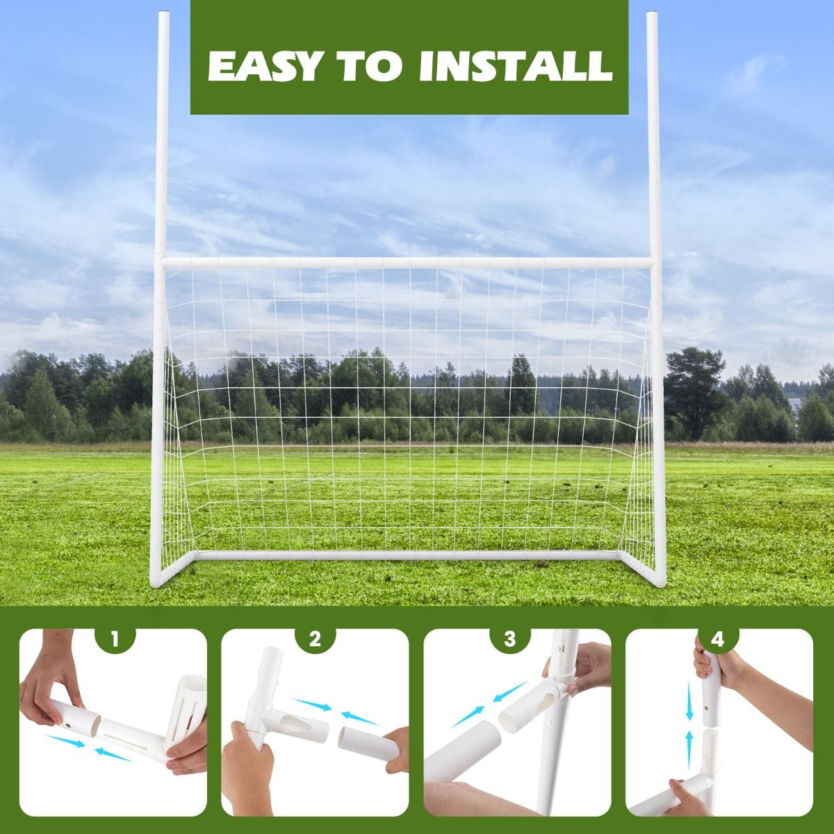 2 in 1 Football Training Equipment with 4 Ground Stakes and 18 Bungee Ropes