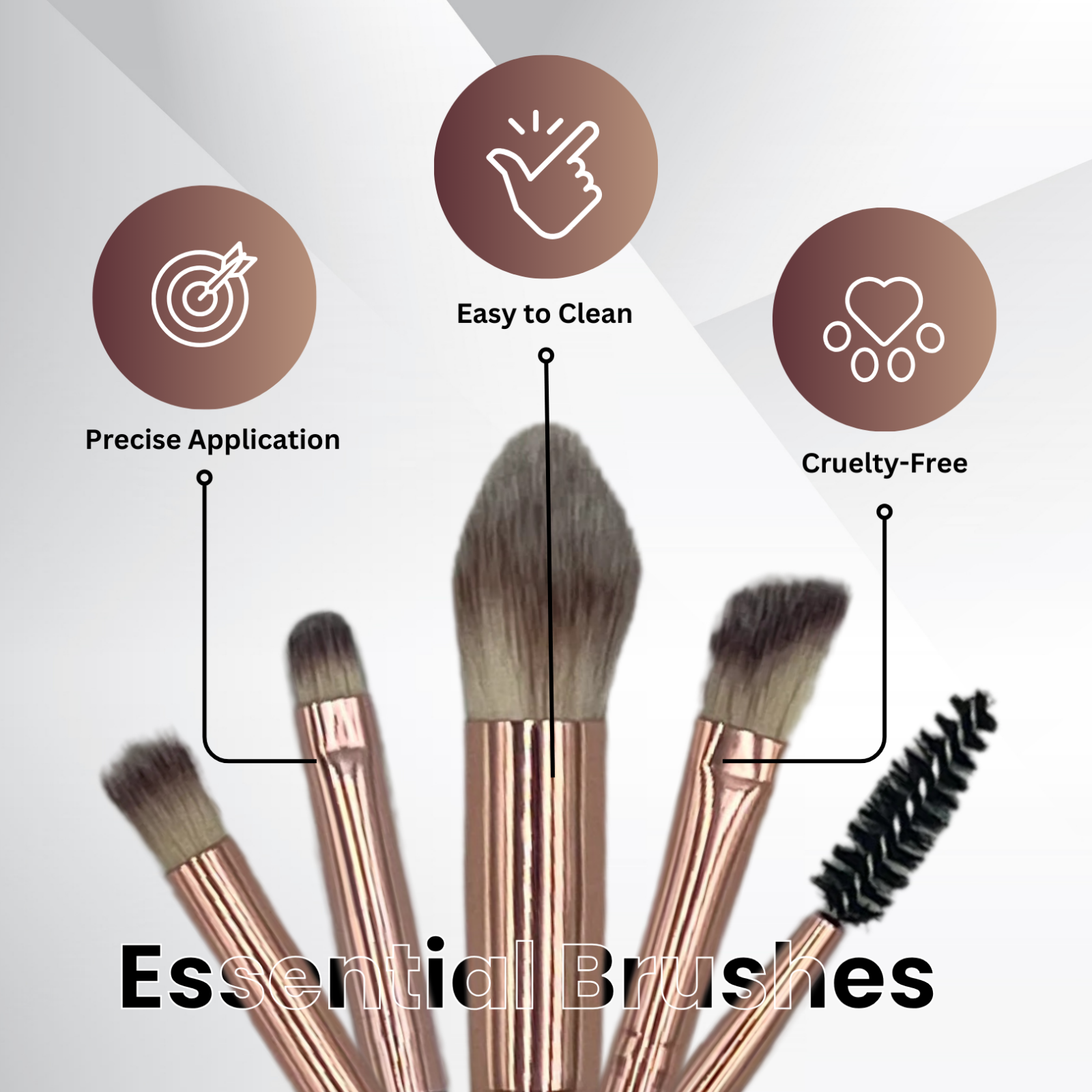 Amene NYC 15pcs Professional Makeup Foundation Brush Set Premium Synthetic Fibre