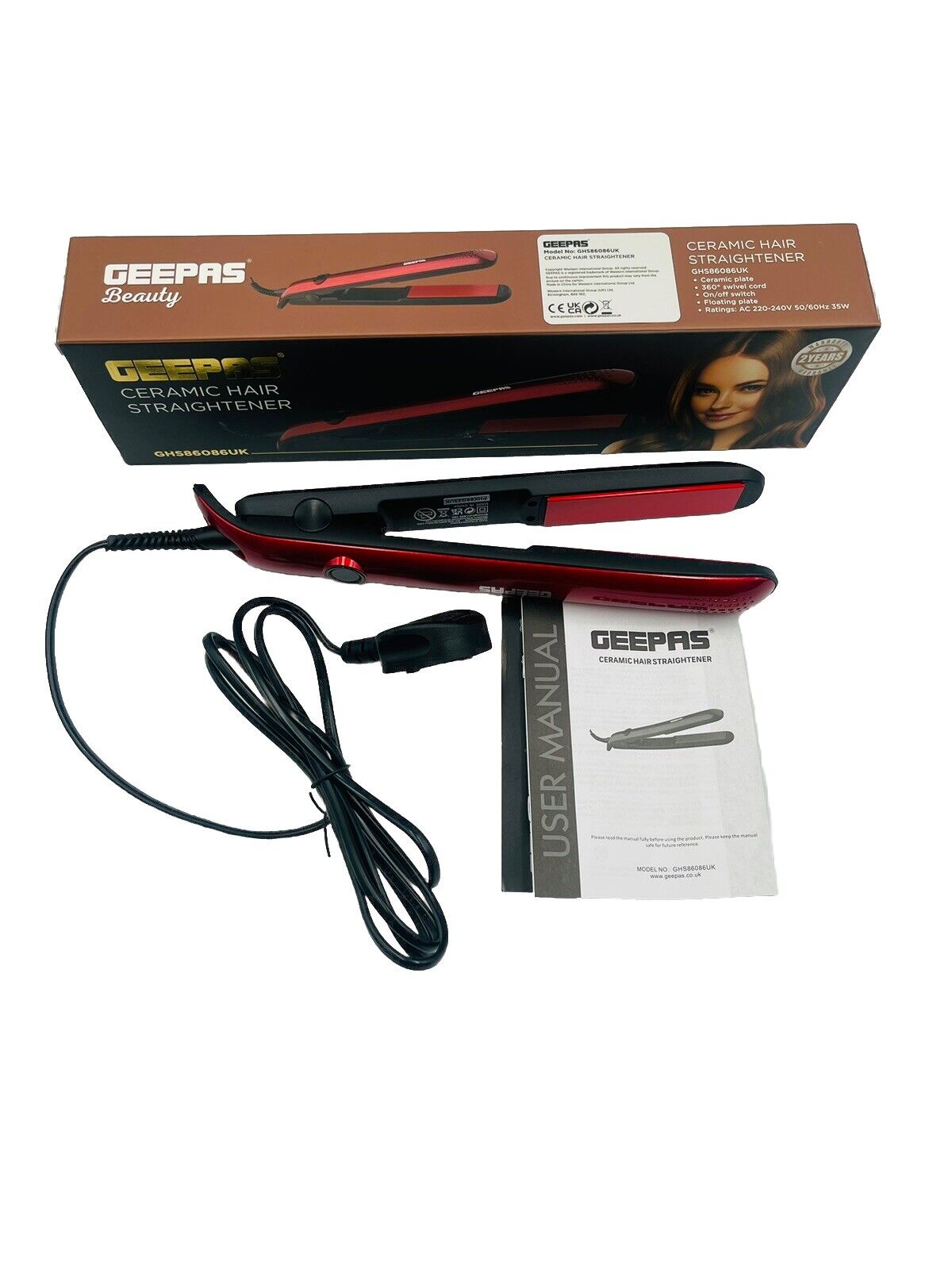 GEEPAS Beauty Ceramic Hair Straightener 2 Years Warranty