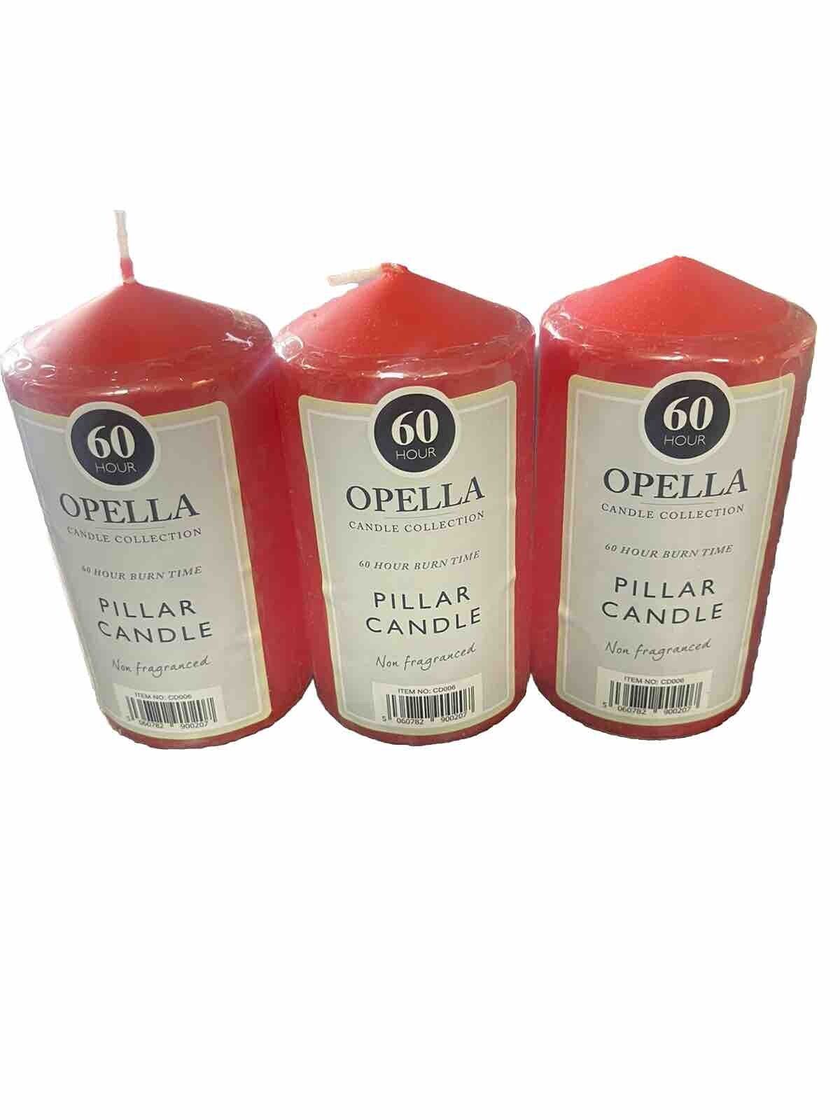 Opella Candle Collective Pillar Candle Non Fragranced (pack Of 3) 60 Hours Time