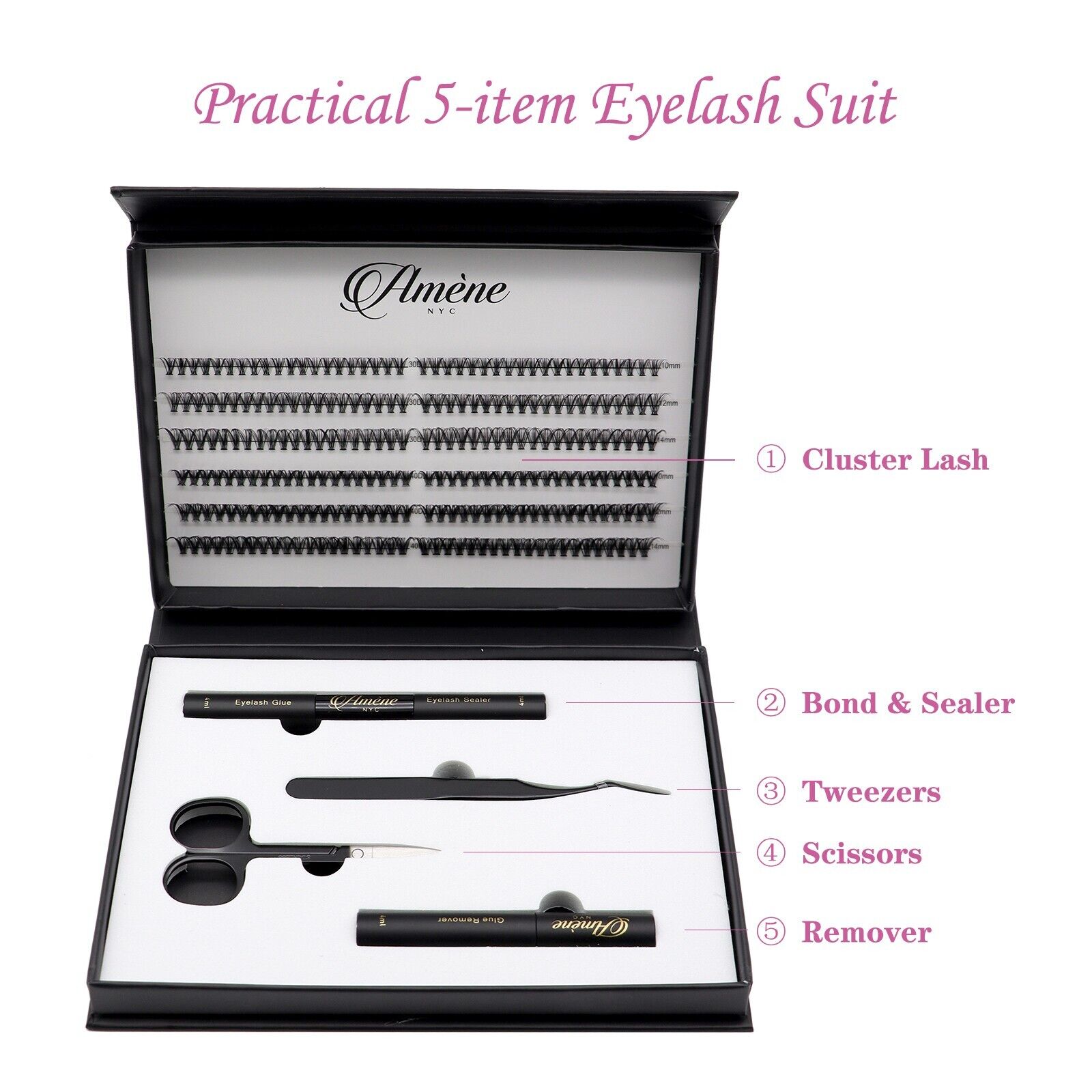 Améne 240 DIY Cluster Eyelash Extension Kit 30D+40D 10-14mm 5 PCS Tool Kit (Pack Of 2)