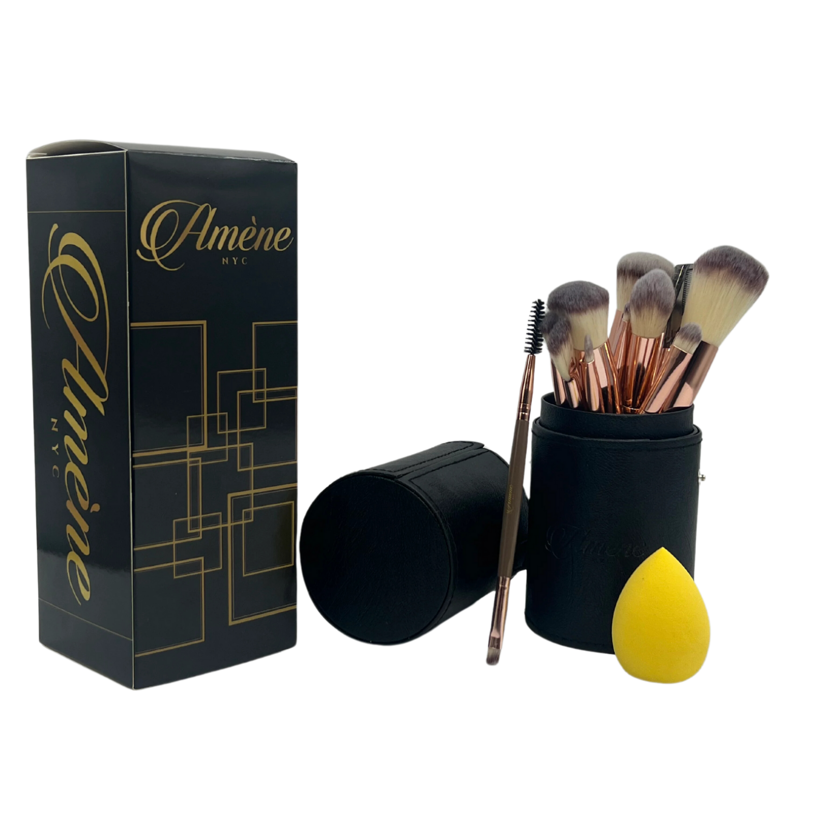 Amene NYC 15pcs Professional Makeup Foundation Brush Set Premium Synthetic Fibre