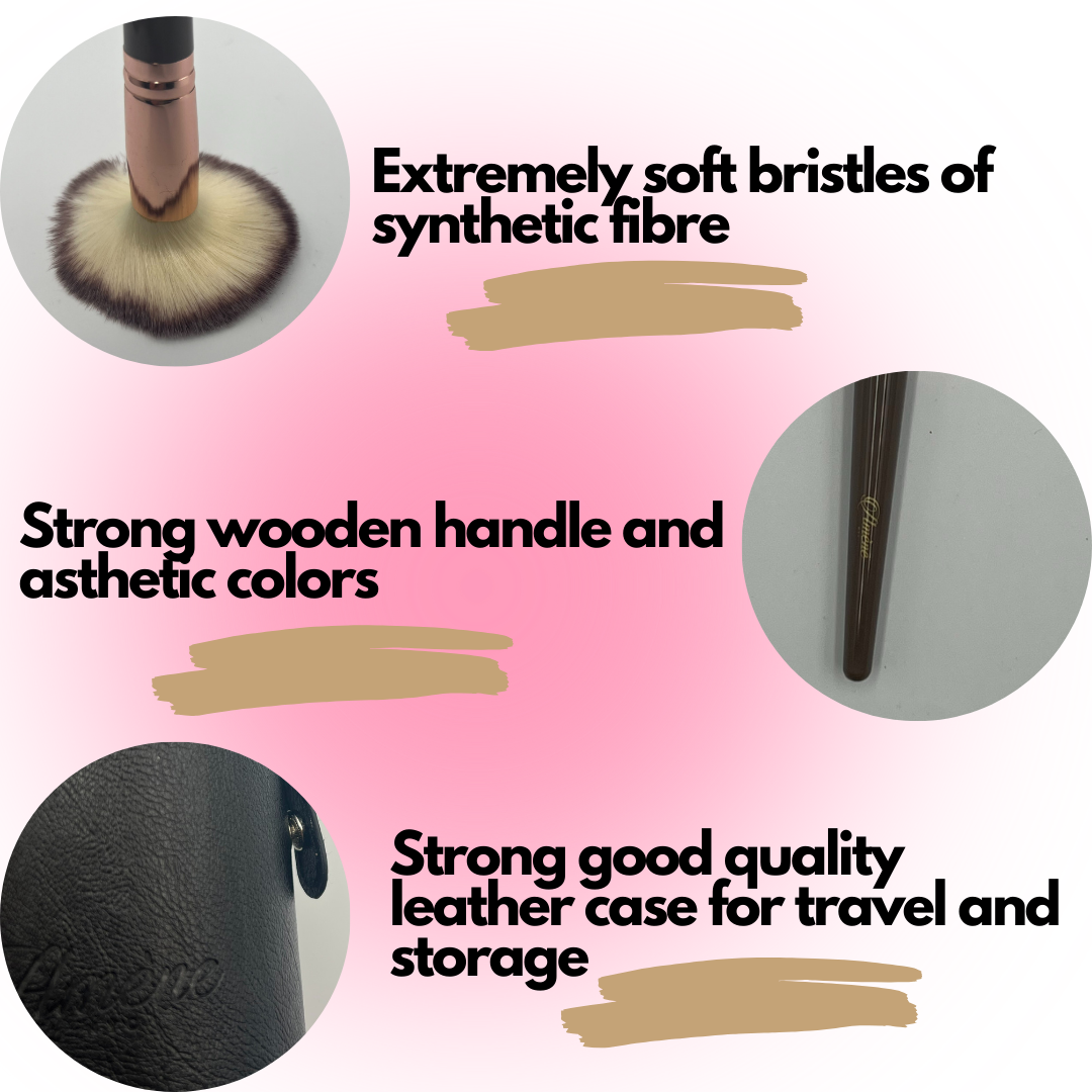 Amene NYC 15pcs Professional Makeup Foundation Brush Set Premium Synthetic Fibre