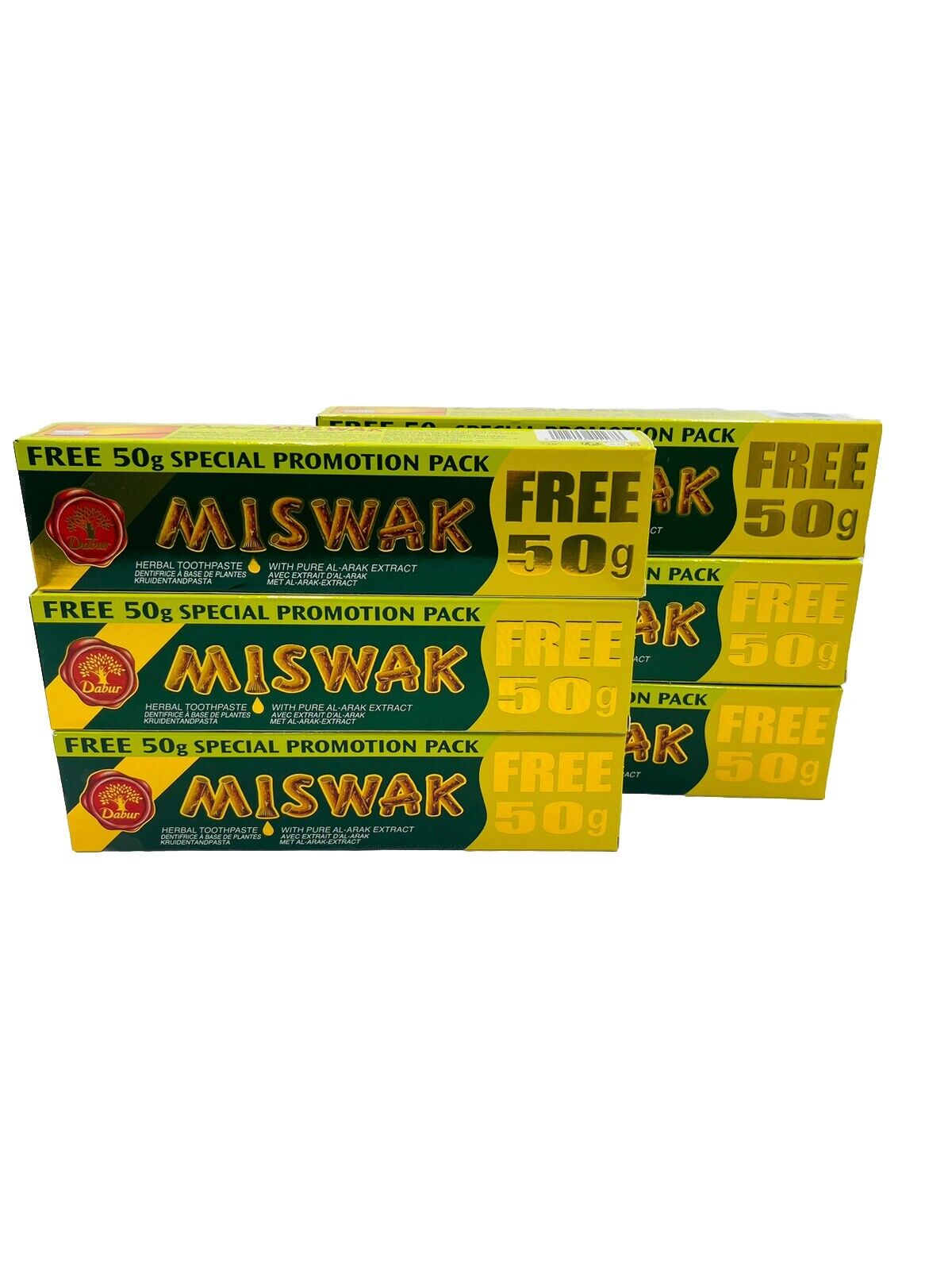 dabur Miswak Herbal Toothpaste 120g+50g Free ( Pack Of 6 )