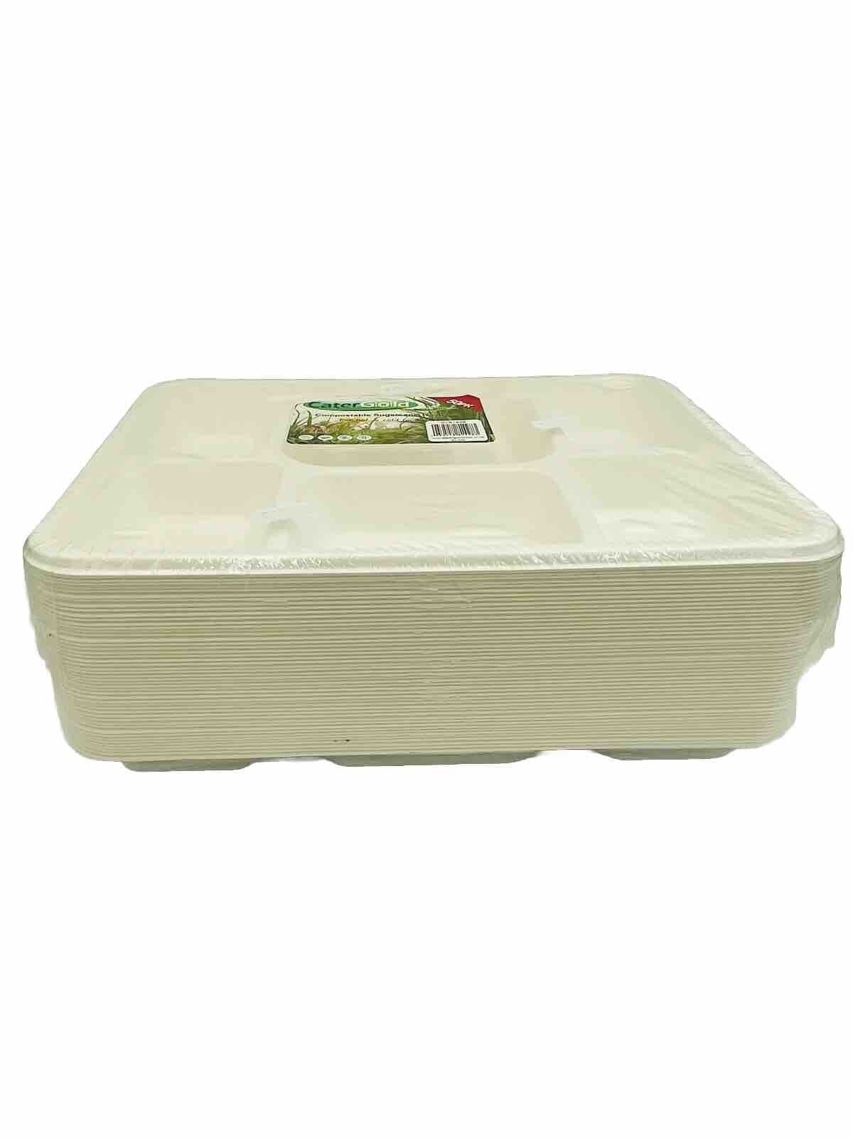 Cater Gold 50pk Compostable Sugarcane Tray 6 Pc For Hot And Cold Food Ues.