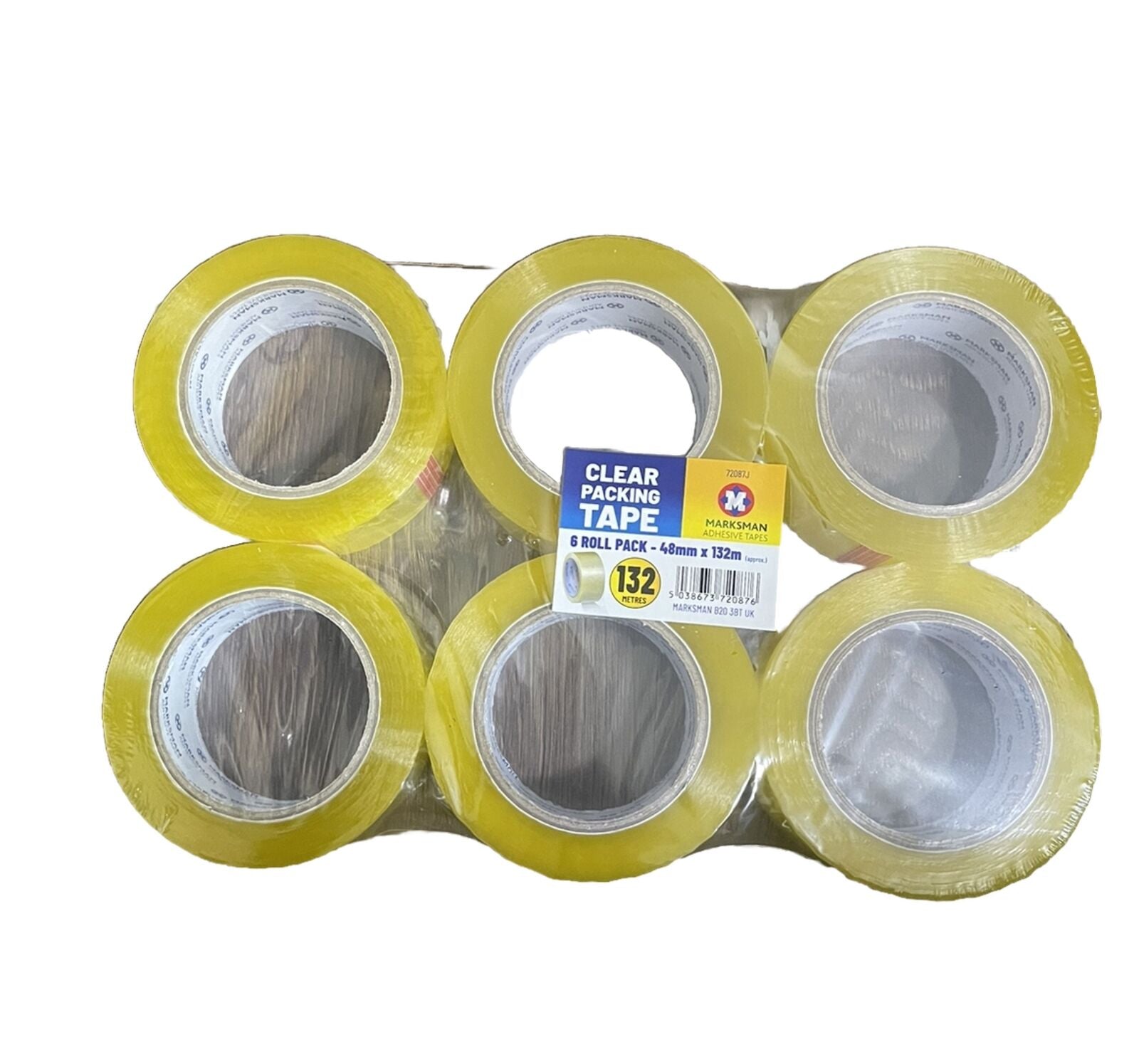 MarksMan Clear Packing Tape 6 Roll Pack 48 mm X 132 M (approx)