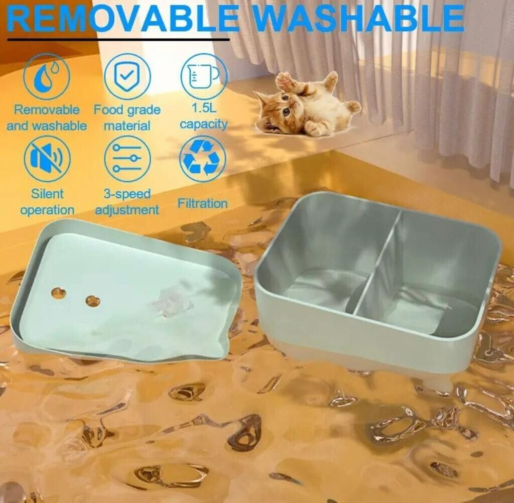 Cat Water Fountain 1.5L Automatic Pet Drinking Fountain Dog Water Dispenser UK.