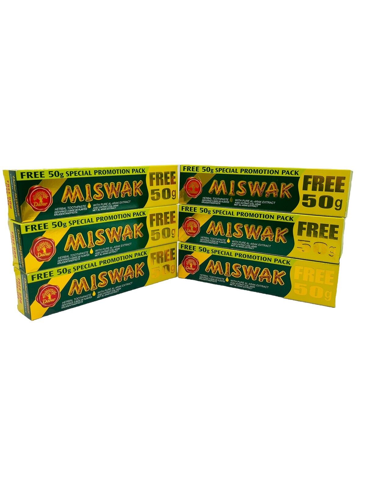 dabur Miswak Herbal Toothpaste 120g+50g Free ( Pack Of 6 )