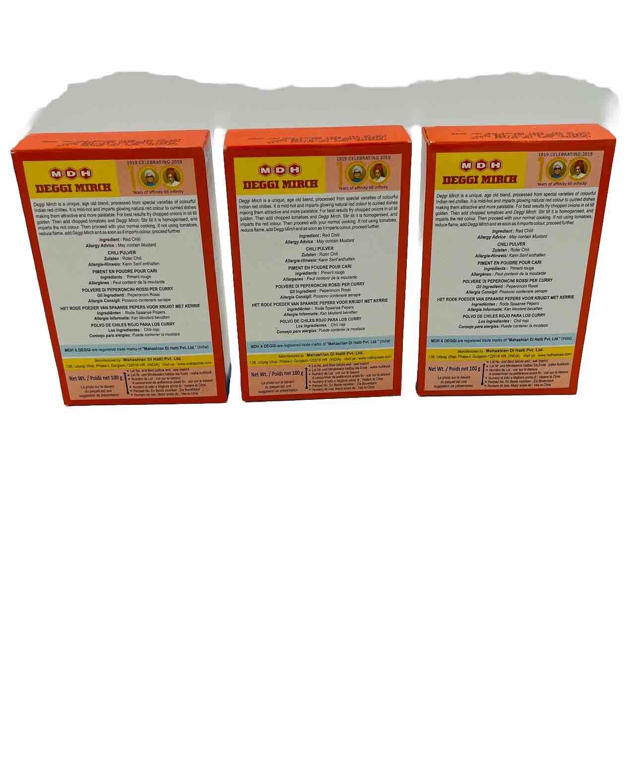 MDH DEGGI MIRCH Chilli Powder For Curries 100gm ( Pack Of 3)