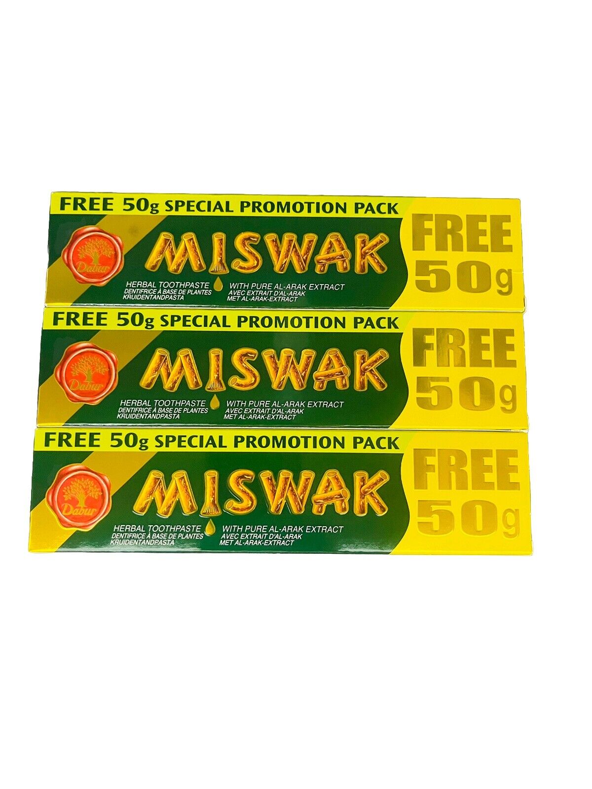 Dabur Miswak Herbal Toothpaste 120g+50g ((pack Of  3 )