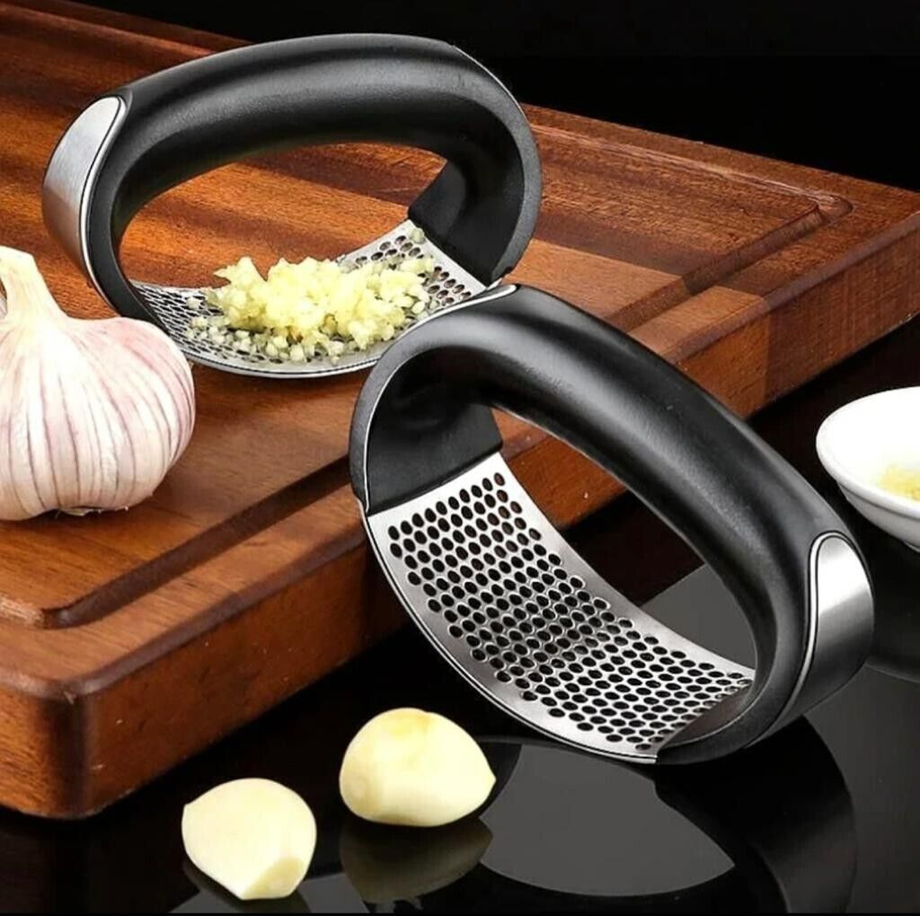 STAINLESS STEEL GARLIC CRUSHER SQUEEZER PRESS MASHER MINCER KITCHEN MANUAL TOOL