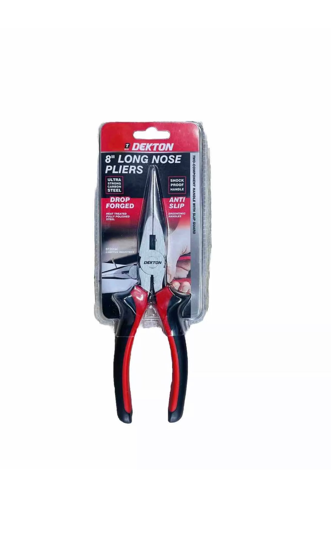 DEKTON Long Nose Pliers 8 Inch Carbon Steel Shock Proof Heat Treated Anti-slip
