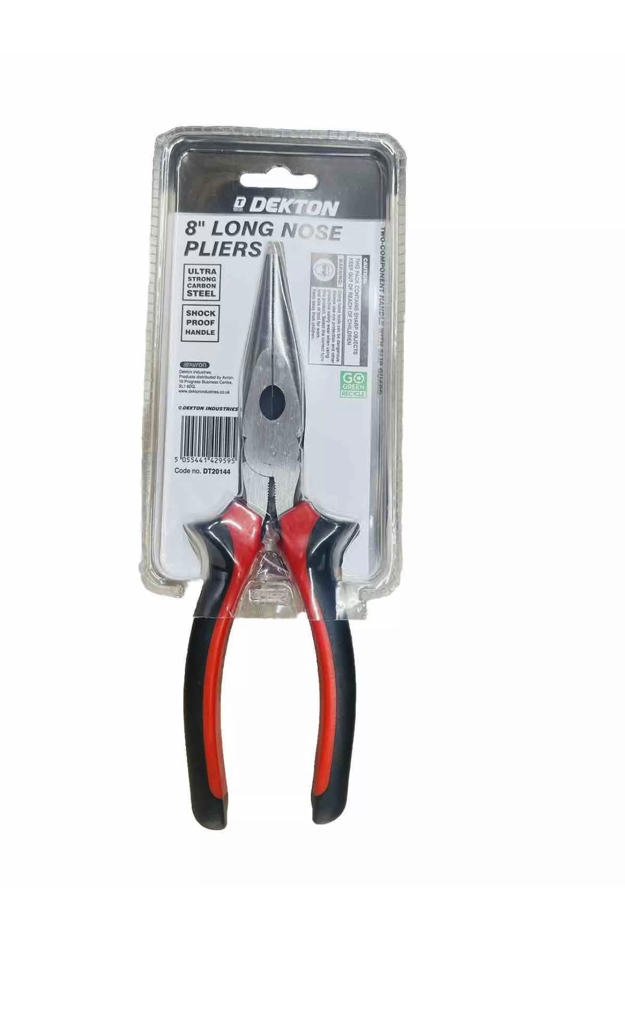 DEKTON Long Nose Pliers 8 Inch Carbon Steel Shock Proof Heat Treated Anti-slip
