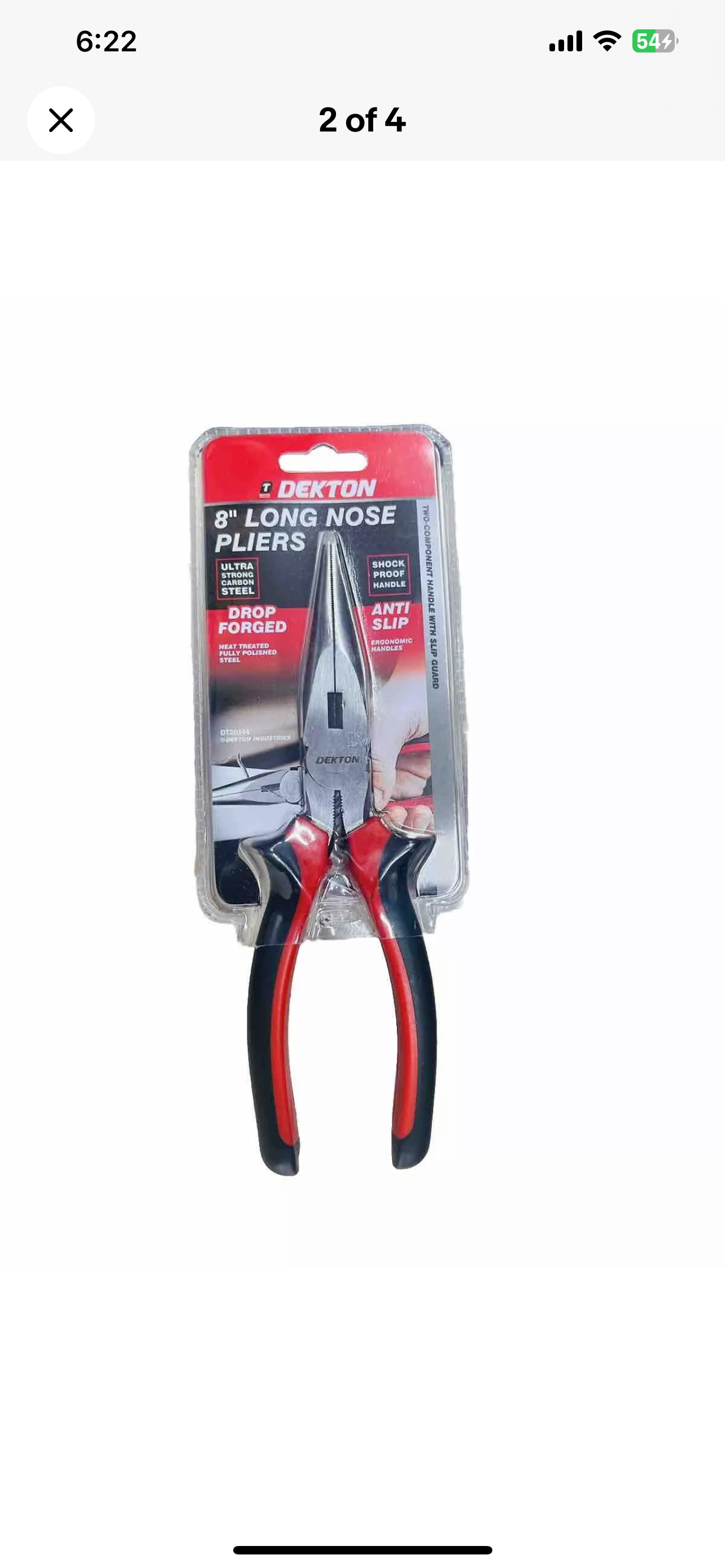 DEKTON Long Nose Pliers 8 Inch Carbon Steel Shock Proof Heat Treated Anti-slip