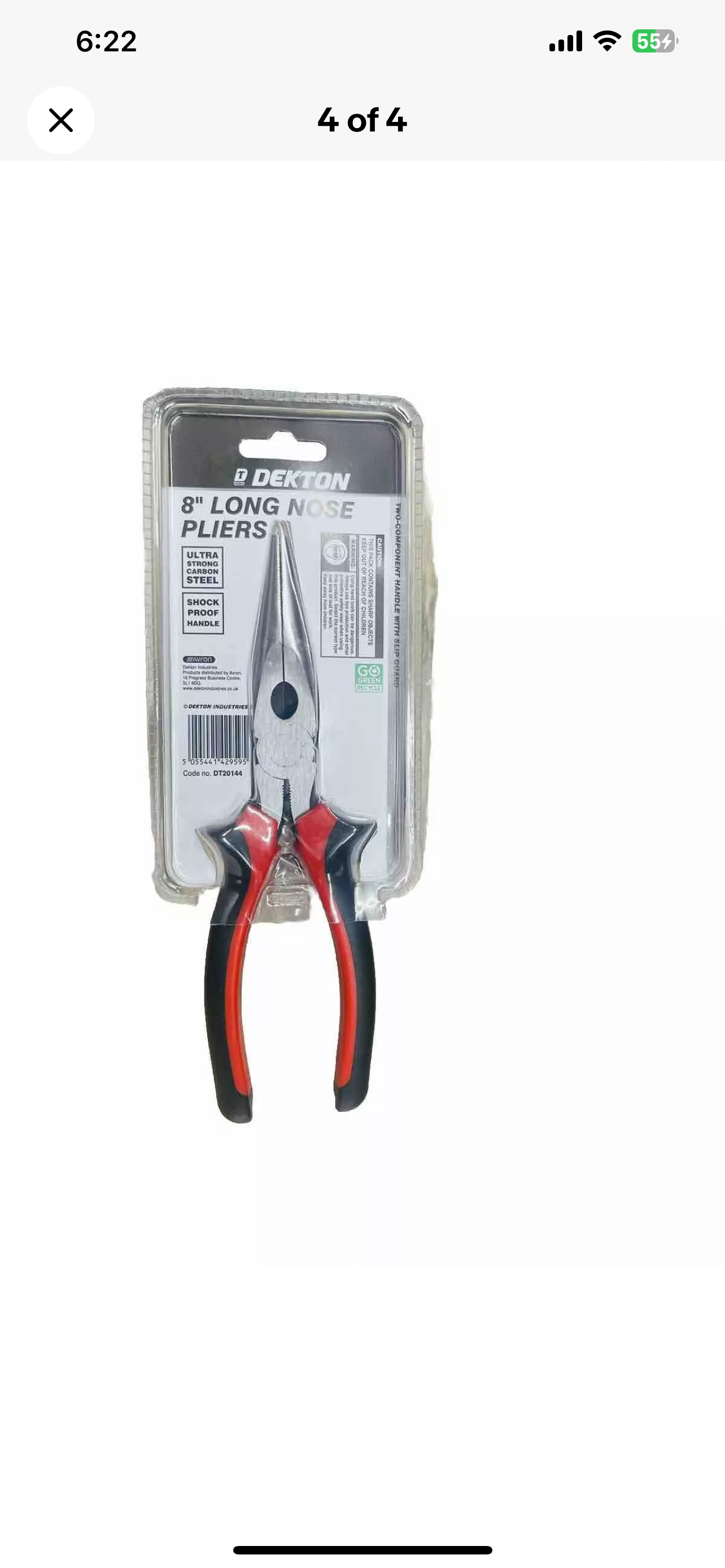 DEKTON Long Nose Pliers 8 Inch Carbon Steel Shock Proof Heat Treated Anti-slip