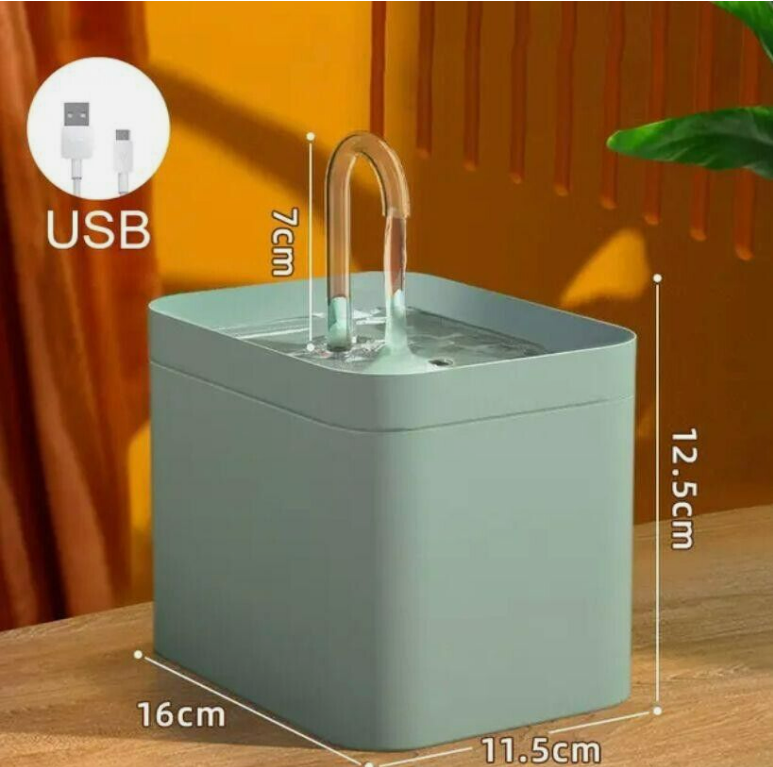 Green Cat Water Fountain 1.5L Automatic Pet Water Drinking Fountain Dispenser UK