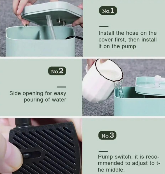 Green Cat Water Fountain 1.5L Automatic Pet Water Drinking Fountain Dispenser UK