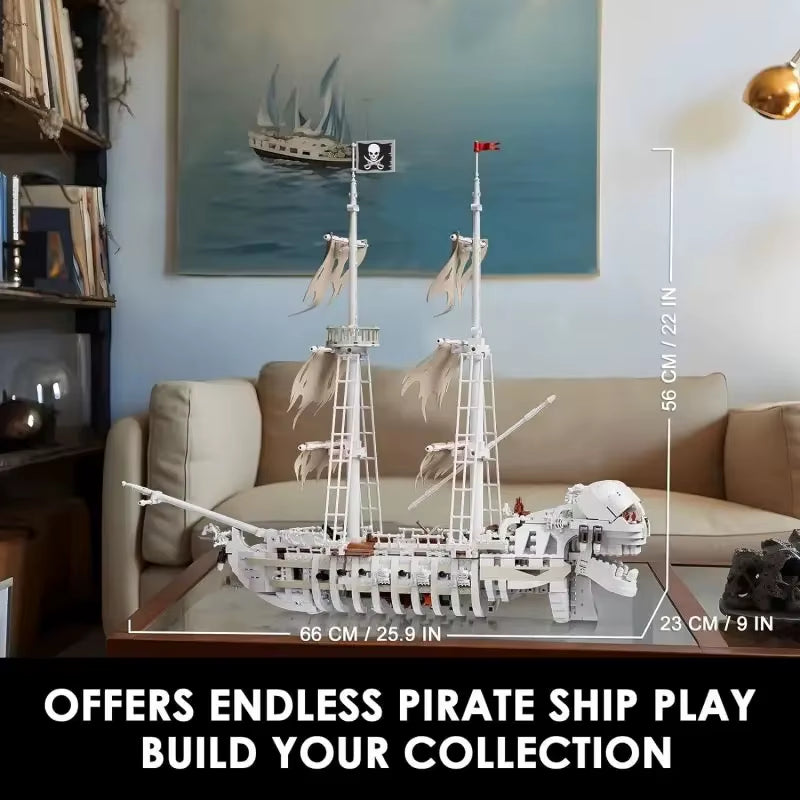 1592PCS Skeleton Ghost Ship Building Blocks Storm Pirate Ship Model Bricks Desktop Decoration Ornaments Kids DIY Toys Idea Gifts
