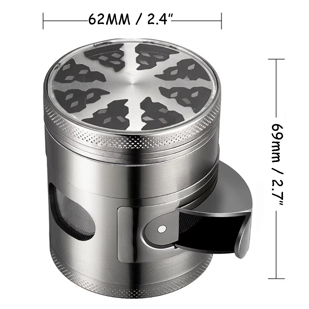 4-Layers Tobacco Herb Grinder Metal with W Clear Window 60Mm Zinc Alloy 62MM Herb Smoke Crusher Home Cigarette Accessories