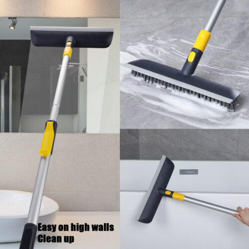 Long Handle Floor Scrub Deck Brush Push Broom Stiff Bristle Brush Wsqueegee